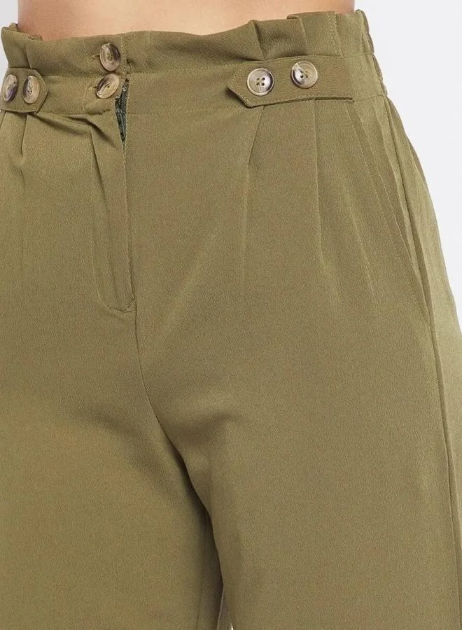 Winered  Women Olive Green Regular Fit Trousers for Women | Best Price UAE